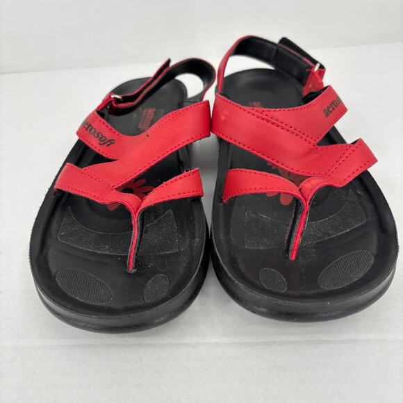 Aerosoft Deke Thong Sandals Size EU 39 Red Faux Leather Toe Post Sling Back - Picture 3 of 9